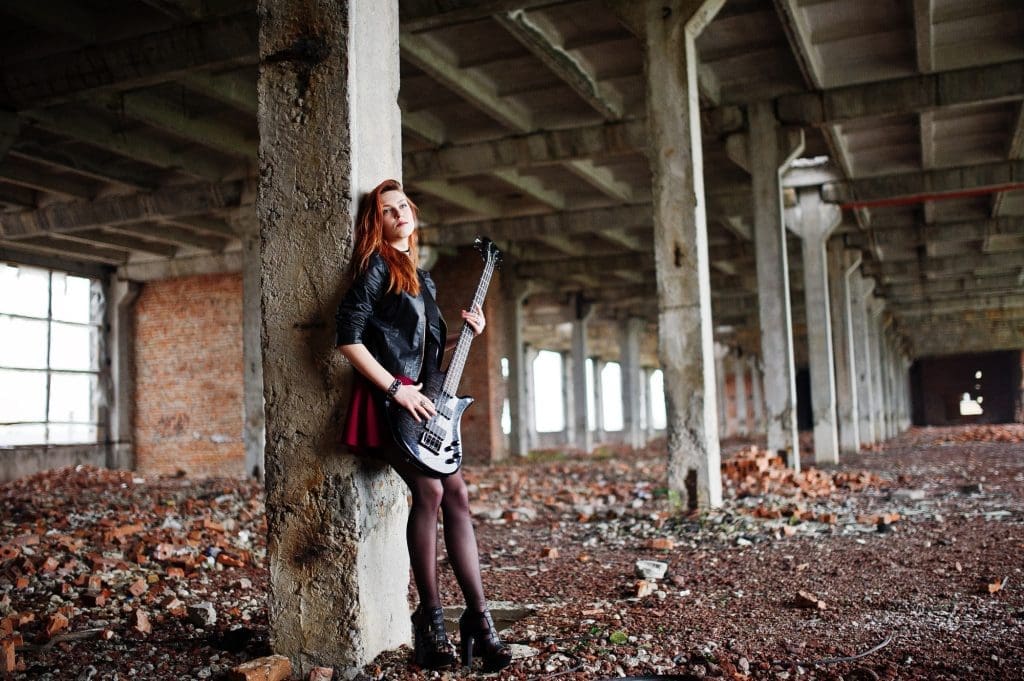 Portrait of gothic woman musician